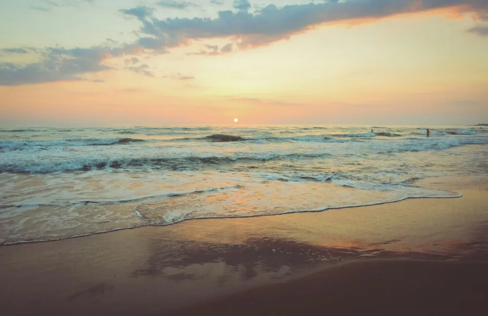 Strand Zonsondergang Zee