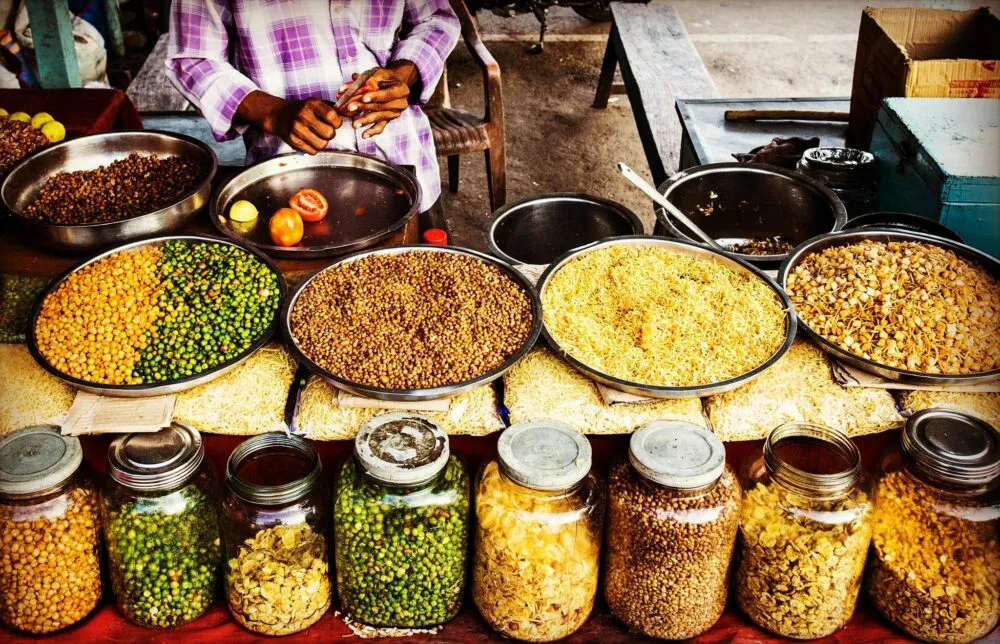 India Eten Kruidens Op Markt