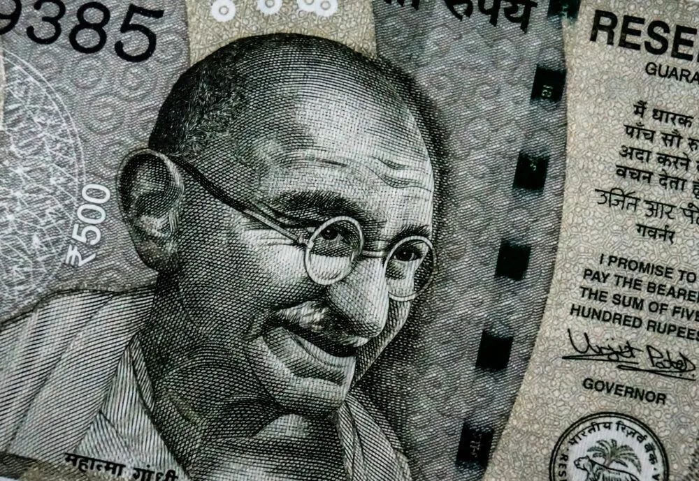 India Indiase Roepie Biljet Ghandi