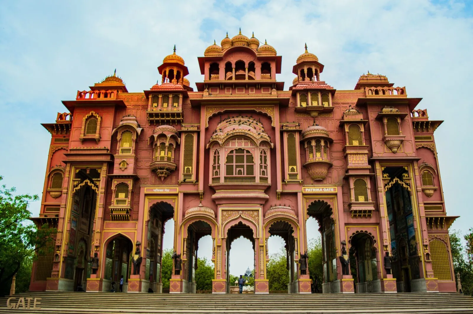 Jaipur Gebouw Poort Rood Met Goud