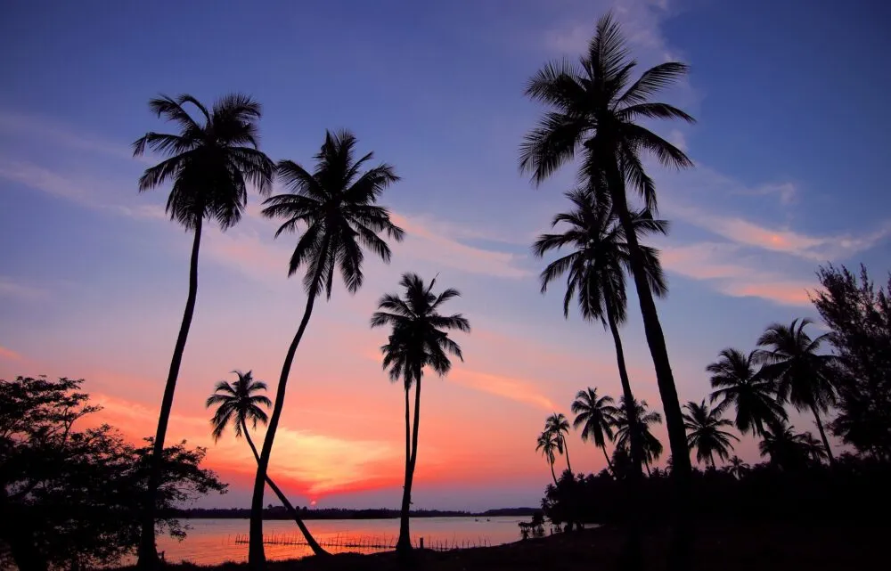 Zonondergang in Negombo, Sri Lanka